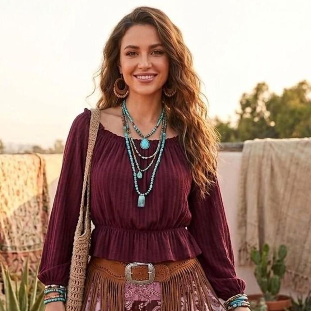 Maroon Ribbed Peplum Blouse large boho Cottagecore  party business  versatile